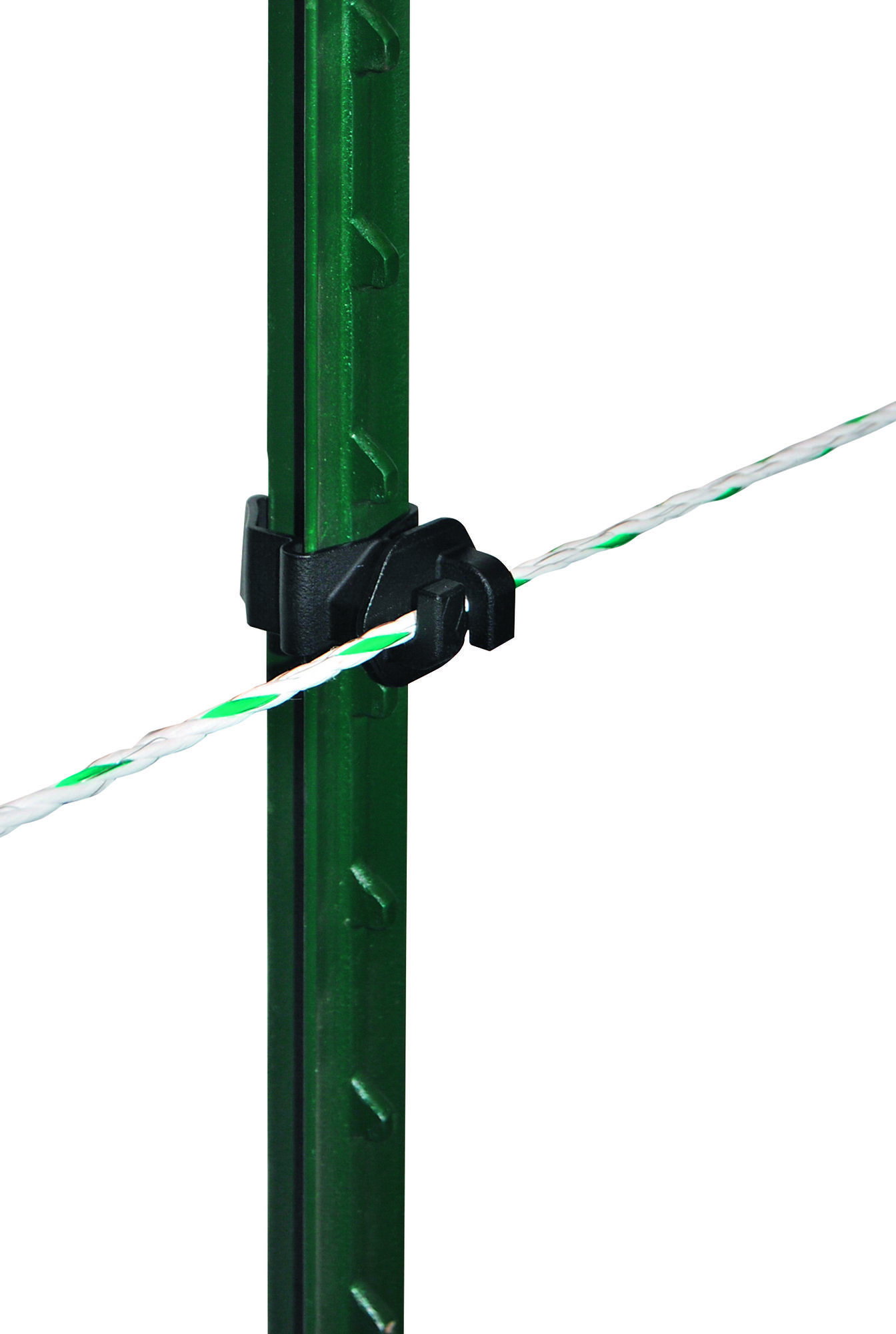 Stalltechnik-AKO-T-Post-Seilisolator-Montage - AKO-T-Post-Seilisolator-Montage-am-Zaun