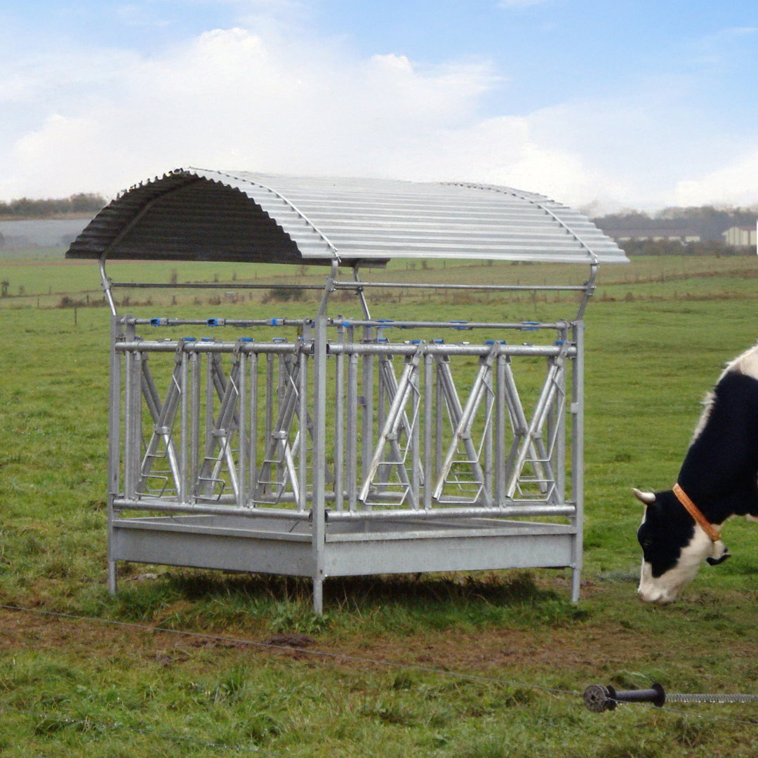 Futterraufe mit Selbstfangfressgitter für Rinder - 12 Fressplätze